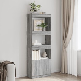 Aparador alto madera de ingeniería gris Sonoma 63x33x180 cm by , Bookcases and shelves - Ref: Foro24-3309605, Price: 94,21 €,...
