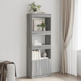 Hoher Schrank aus Sonoma-Eiche in Grau aus Ingenieurholz, 63x33x180 cm. von , Bücherregale und Regale - Ref: Foro24-3309605, ...