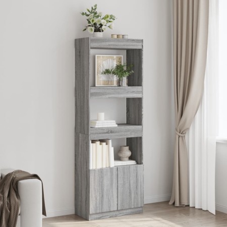 Aparador alto madera de ingeniería gris Sonoma 63x33x180 cm by , Bookcases and shelves - Ref: Foro24-3309605, Price: 94,21 €,...