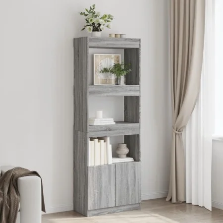 Hoher Schrank aus Sonoma-Eiche in Grau aus Ingenieurholz, 63x33x180 cm. von , Bücherregale und Regale - Ref: Foro24-3309605, ...