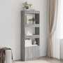 Aparador alto madera de ingeniería gris Sonoma 63x33x180 cm by , Bookcases and shelves - Ref: Foro24-3309605, Price: 94,21 €,...