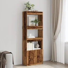 Aparador alto madera ingeniería madera envejecida 63x33x180 cm by , Bookcases and shelves - Ref: Foro24-3309607, Price: 90,50...