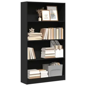Estantería de madera de ingeniería negra 80x24x143 cm de , Librerías y estanterías - Ref: Foro24-857845, Precio: 59,91 €, Des...