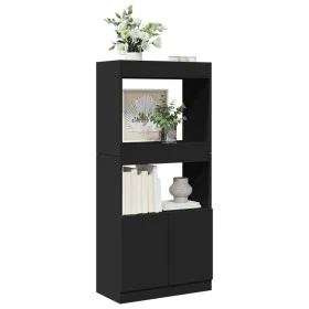 Aparador de madera de ingeniería negro 63x33x140 cm by , Bookcases and shelves - Ref: Foro24-855107, Price: 70,51 €, Discount: %