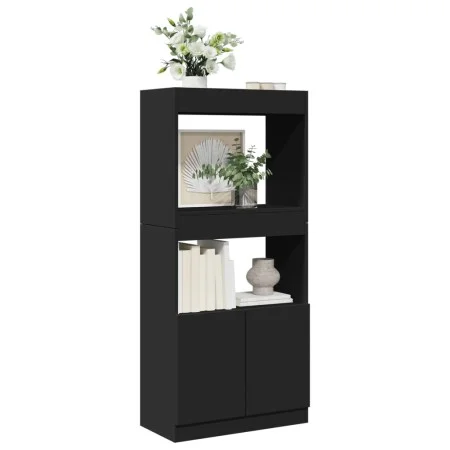 Aparador de madera de ingeniería negro 63x33x140 cm by , Bookcases and shelves - Ref: Foro24-855107, Price: 70,86 €, Discount: %