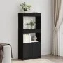 Aparador de madera de ingeniería negro 63x33x140 cm by , Bookcases and shelves - Ref: Foro24-855107, Price: 70,86 €, Discount: %