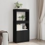 Ingenieurholz-Sideboard schwarz 63x33x140 cm von , Bücherregale und Regale - Ref: Foro24-855107, Preis: 71,50 €, Rabatt: %