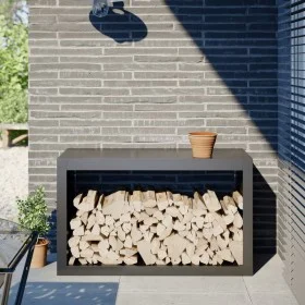 Holzregal aus anthrazitgrauem Stahl 100x40x60 cm von , Brennholztaschen und -halter - Ref: Foro24-850984, Preis: 95,63 €, Rab...