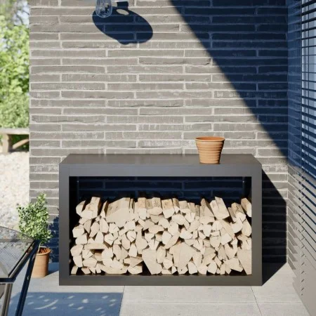 Holzregal aus anthrazitgrauem Stahl 100x40x60 cm von , Brennholztaschen und -halter - Ref: Foro24-850984, Preis: 95,63 €, Rab...