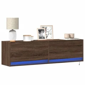 Mueble de TV de pared con luces LED marrón roble 140x31x38 cm by , TV Furniture - Ref: Foro24-852375, Price: 103,12 €, Discou...