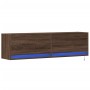 Mueble de TV de pared con luces LED marrón roble 140x31x38 cm by , TV Furniture - Ref: Foro24-852375, Price: 104,62 €, Discou...