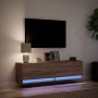 Wand-TV-Möbel mit LED-Lichtern in Eichenbraun 140x31x38 cm. von , TV-Möbel - Ref: Foro24-852375, Preis: 104,62 €, Rabatt: %