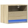Mesita de noche de pared con luces LED roble Sonoma de , Mesitas de noche - Ref: Foro24-852065, Precio: 33,09 €, Descuento: %