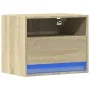 Mesita de noche de pared con luces LED roble Sonoma by , Nightstands - Ref: Foro24-852065, Price: 32,71 €, Discount: %