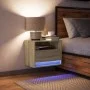 Wand-Nachttisch mit LED-Lichtern in Sonoma-Eiche von , Nachttische - Ref: Foro24-852065, Preis: 32,72 €, Rabatt: %