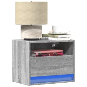 Mesita de noche de pared con luces LED gris Sonoma de , Mesitas de noche - Ref: Foro24-852071, Precio: 33,69 €, Descuento: %