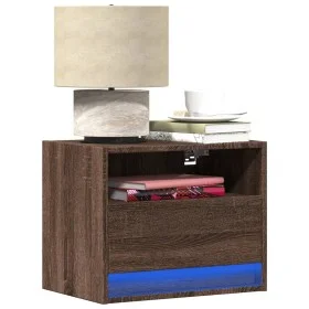 Wand-Nachttisch mit LED-Lichtern in brauner Eiche von , Nachttische - Ref: Foro24-852073, Preis: 33,69 €, Rabatt: %