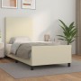 Estructura de cama sin colchón cuero sintético crema 80x200 cm
