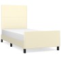 Estructura de cama sin colchón cuero sintético crema 80x200 cm