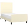 Estructura de cama sin colchón cuero sintético crema 80x200 cm