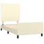 Estructura de cama sin colchón cuero sintético crema 80x200 cm
