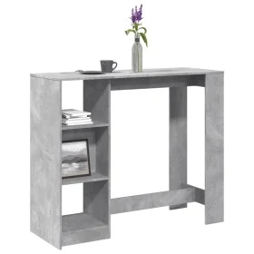 Mesa bar con estante madera gris hormigón 124x46x103,5 cm by , Kitchen and dining tables - Ref: Foro24-854394, Price: 91,52 €...