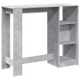 Bar-Tisch mit Regal aus grauem Holz und Beton 124x46x103,5 cm. von , Küchen- und Esstische - Ref: Foro24-854394, Preis: 93,92...