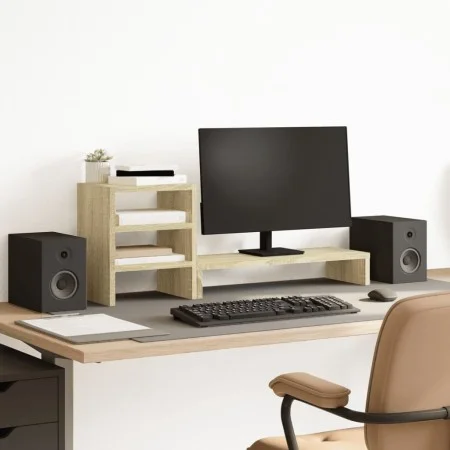 Soporte monitor con organizador escritorio madera roble Sonoma by , Computer bases and risers - Ref: Foro24-854735, Price: 28...