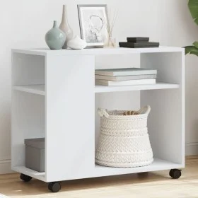 Beistelltisch mit Rollen aus weißem Ingenieurholz 70x35x60 cm von , Seitentische - Ref: Foro24-853146, Preis: 50,30 €, Rabatt: %