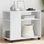 Side table with wheels, engineered wood, white, 70x35x60 cm by , Side tables - Ref: Foro24-853146, Price: 50,30 €, Discount: %