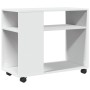 Beistelltisch mit Rollen aus weißem Ingenieurholz 70x35x60 cm von , Seitentische - Ref: Foro24-853146, Preis: 51,13 €, Rabatt: %