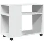 Side table with wheels, engineered wood, white, 70x35x60 cm by , Side tables - Ref: Foro24-853146, Price: 50,30 €, Discount: %