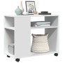 Side table with wheels, engineered wood, white, 70x35x60 cm by , Side tables - Ref: Foro24-853146, Price: 51,07 €, Discount: %