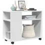 Side table with wheels, engineered wood, white, 70x35x60 cm by , Side tables - Ref: Foro24-853146, Price: 50,30 €, Discount: %