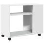 Side table with wheels, engineered wood, white, 70x35x60 cm by , Side tables - Ref: Foro24-853146, Price: 51,07 €, Discount: %