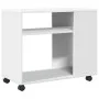Side table with wheels, engineered wood, white, 70x35x60 cm by , Side tables - Ref: Foro24-853146, Price: 50,30 €, Discount: %