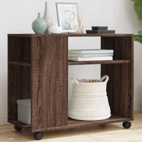 Side table with wheels, oak wood, brown, 70x35x60 cm by , Side tables - Ref: Foro24-853152, Price: 50,59 €, Discount: %