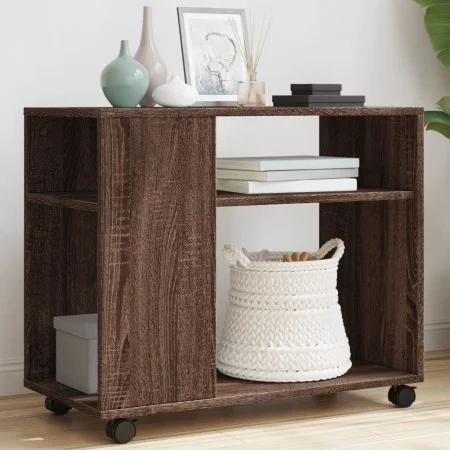 Mesa auxiliar con ruedas madera roble marrón 70x35x60 cm de , Mesas auxiliares - Ref: Foro24-853152, Precio: 50,57 €, Descuen...