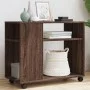 Mesa auxiliar con ruedas madera roble marrón 70x35x60 cm de , Mesas auxiliares - Ref: Foro24-853152, Precio: 50,57 €, Descuen...