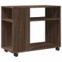 Mesa auxiliar con ruedas madera roble marrón 70x35x60 cm de , Mesas auxiliares - Ref: Foro24-853152, Precio: 50,57 €, Descuen...