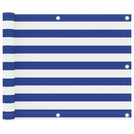 Balkonmarkise aus weiß-blauem Oxford-Stoff, 75x400 cm. von vidaXL, Sonnenschirme - Ref: Foro24-134913, Preis: 23,30 €, Rabatt: %