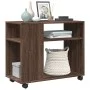 Mesa auxiliar con ruedas madera roble marrón 70x35x60 cm de , Mesas auxiliares - Ref: Foro24-853152, Precio: 50,57 €, Descuen...
