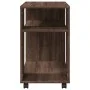 Mesa auxiliar con ruedas madera roble marrón 70x35x60 cm de , Mesas auxiliares - Ref: Foro24-853152, Precio: 50,57 €, Descuen...
