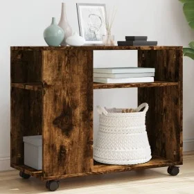 Side table with smoked oak wood wheels 70x35x60 cm by , Side tables - Ref: Foro24-853150, Price: 49,32 €, Discount: %