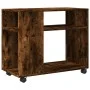 Beistelltisch mit Rädern aus geräucherter Eiche, 70x35x60 cm. von , Seitentische - Ref: Foro24-853150, Preis: 49,32 €, Rabatt: %