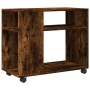Side table with smoked oak wood wheels 70x35x60 cm by , Side tables - Ref: Foro24-853150, Price: 50,03 €, Discount: %