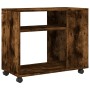 Side table with smoked oak wood wheels 70x35x60 cm by , Side tables - Ref: Foro24-853150, Price: 50,03 €, Discount: %