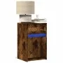 Mesita de noche luces LED 2 uds madera ingeniería roble ahumado de , Mesitas de noche - Ref: Foro24-852007, Precio: 80,32 €, ...