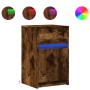 Bedside table with 2 LED lights, engineered wood, smoked oak. by , Nightstands - Ref: Foro24-852007, Price: 81,36 €, Discount: %