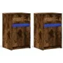Bedside table with 2 LED lights, engineered wood, smoked oak. by , Nightstands - Ref: Foro24-852007, Price: 80,32 €, Discount: %